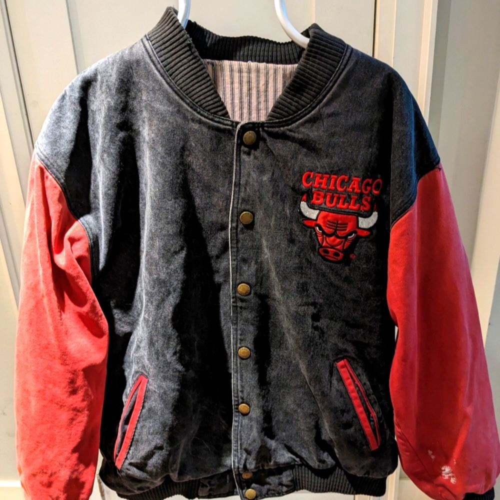 Vintage Chicago Bulls Denim Varsity Jacket XL